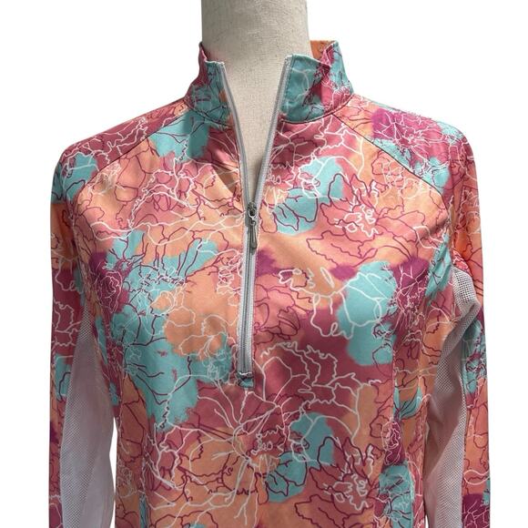 Pebble Beach Women's Polo Shirt Medium Dry Luxe Performance Pink Floral (17) - Picture 5 of 8